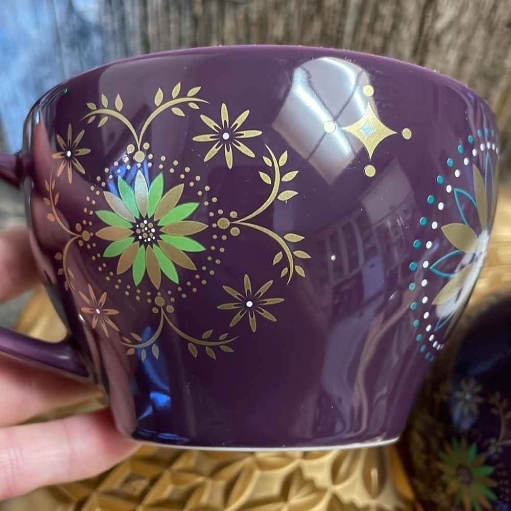 Starbucks |Holiday| 2006 | Gold & Eggplant Purple | Star| Coffee | 12 oz Cup Set - Picture 9 of 16